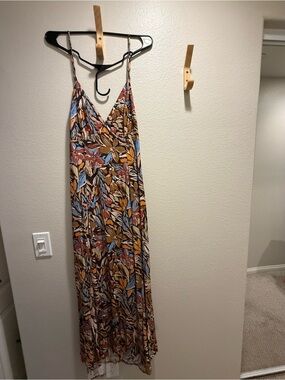 Stitch & Feather Brown Floral Print Spaghetti-Strap Maxi Dress